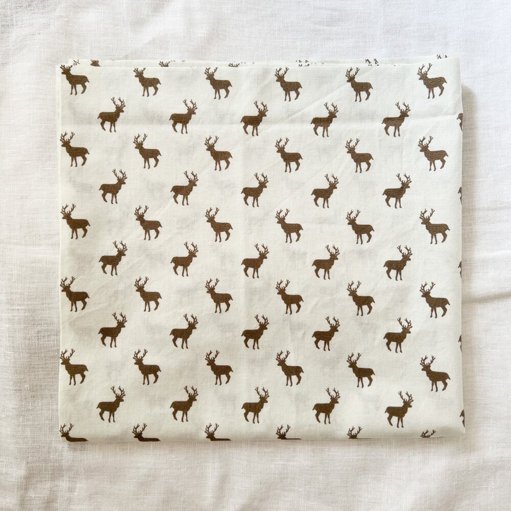 HOLIDAY - 0.5 yd - Stags - Silver / Taupe - Fabric *Pre-Washed